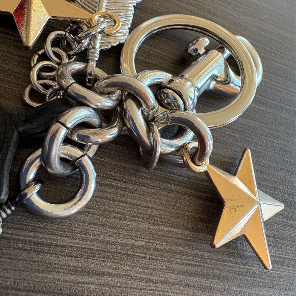 Coach Limited Edition Star Feather Bag Charm Metal Leather Studs - Picture 8 of 11